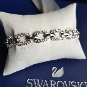 AUTHENTIC Swarovski Open Square Pave Link Tennis Bracelet - RARE - Vintage